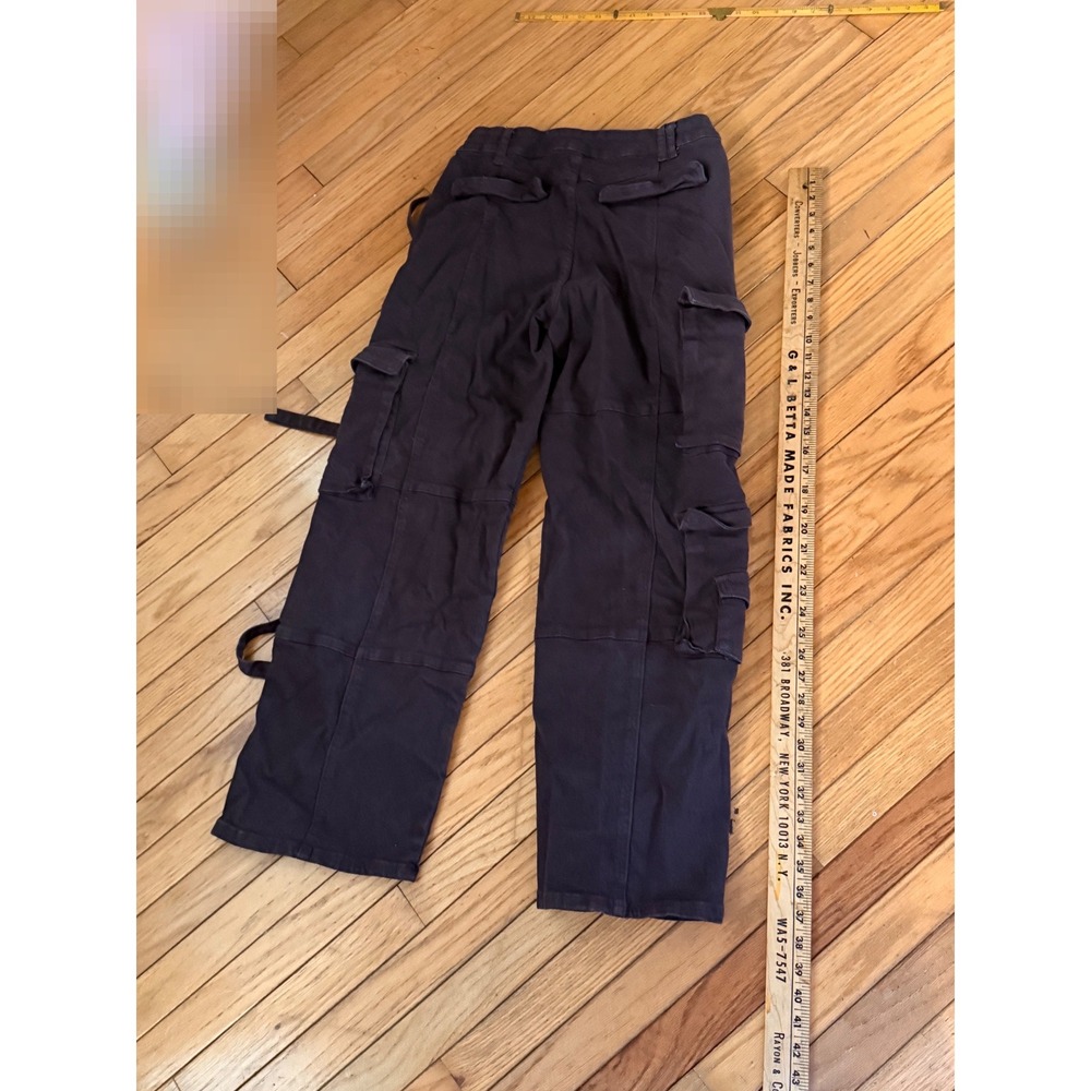 Fashion Nova Dark Brown Wide Leg Cargo Pants Strap Detail Utility Size - Picture 4 of 7